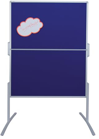 FRANKEN Moderationstafel PRO, doppelseitig, pinnbar, 120 x 150 cm, blau/Filz, klappbar, Pinnwand mit Standbeinen, MT880303