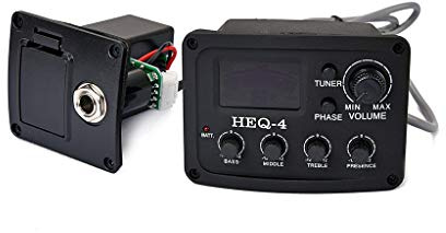 Alnicov HEQ-4 4-band EQ förförstärkare kromatisk stämmare Piezo Pickup för akustisk gitarr svart