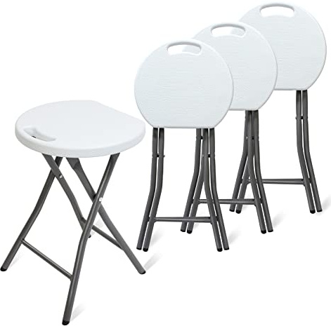 Todeco Tabouret Pliant pour Camping avec Poignée, 4 Pièces Max: 200 kg