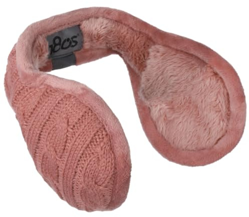 180s Cable Knit Öronvärmare Damer - med foder, kantband Vinter höst-vinter - One Size gammalrosa
