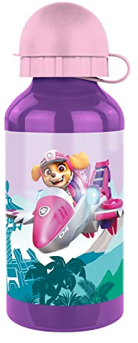 PAW PATROL P:os 34836 PAW Patrol - Dino Rescue Aluminium Trinkflasche für Kinder, Wasserflasche mit Deckel und ca. 400 ml Fassungsvermögen, auslaufsicher, ideal für Schule, Sport und Freizeit