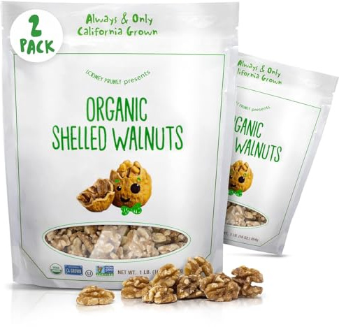 Organic Walnuts Unsalted 2 Pack (2LBS/16oz bags) Natural Shelled Walnut Halves & Pieces | Raw Organic Walnuts | Unsalted For Snacking, Baking, Topping | Non-GMO, No Preservatives