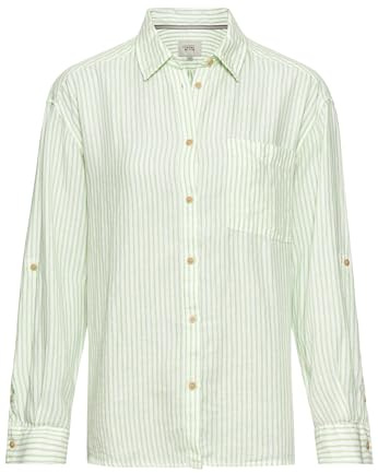 camel active Damen Streifenbluse im Relaxed Fit Pistazie, Womenswear-S