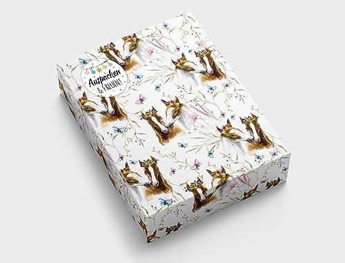 Geschenkpapier für Mädchen Pferd Geschenkverpackung für kleine Geschenke Kindergeburtstag Mitgebsel Gastgeschenke verpacken Kindermotiv (12 Bögen in DIN A3 + 12 Aufkleber + 50 Verschlusspunkte)