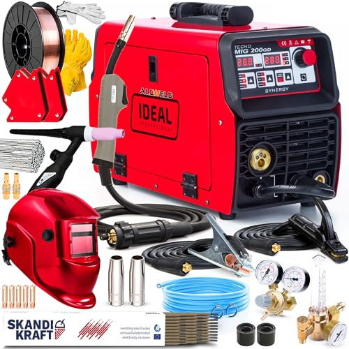 Ideal Tecno MIG 200 GD - poste a souder mig avec gaz 200A - MIG/MAG, MMA, TIG DC (LIFT), fil fourré - réglage de l'inductance, soudobrasage - mode 2T/4T, technologie IGBT - Kit professional