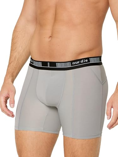 Endast de långa boxershortsen i bomull för män som andas, flexibla kalsonger utan skärande elastiskt midjeband (storlek M – XXL), GRÅ, L