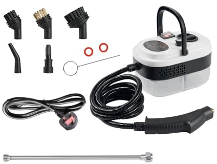 Foandbevi Steam Cleaners, 2500W Steam Cleaner Handheld with 6 Speeds High-Pressure, Steamer Cleaning Machine with 3 Brush Heads 1.2L Water Tank for Kitchen Bathroom Living Room Car