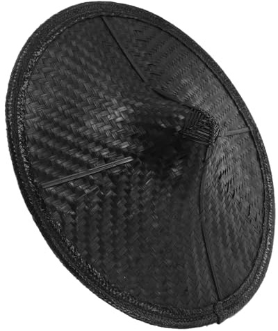 FUNOMOCYA Sombrero Tejido de Bambú Negro para Cosplay Samurái Diámetro 35 CM Transpirable y Ligero Accesorio Tradicional Asiático para Disfraces y Eventos de Teatro
