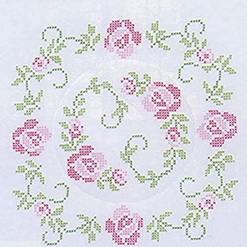 Stamped White Quilt Blocks 18X18 6/Pkg-XX Circle of Roses