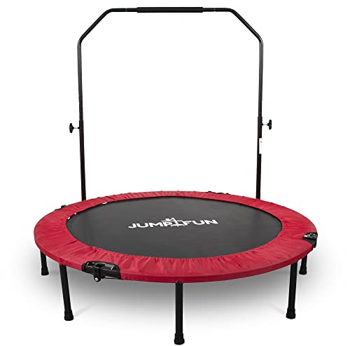 JUMP4FUN Mini-Trampolin, Fitness, faltbar, Doppel-Bar – Ø 122 cm, Rot
