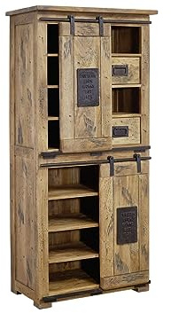 MASSIVMOEBEL24.DE Schrank Mango Natur lackiert Railway #117 | 80x45x175 (BxTxH) 77 kg Industrial montiert vollmassiv