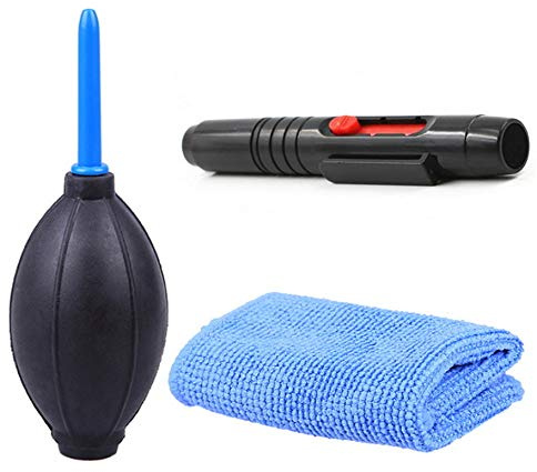 Kit de limpieza 3 en 1 para cámaras réflex digitales y electrónica sensible, juego de limpiador de lentes profesional, kit de gamuza para soplador de plumas.