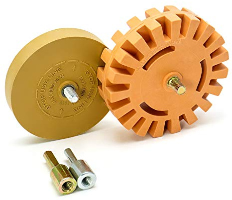 QWORK® Calcomanía removedor rueda para quitar telas a rayas, calcomanías, calcomanías de vinilo adhesivas de automóviles, vehículos recreativos, barcos y más(100mm + 88mm)