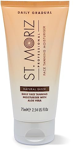 St Moriz Professional Gesichtscreme mit Selbstbräuner mit Aloe Vera & Vitamin E, Stufenweise Vegan Selbstbräuner, Medium (75ml)