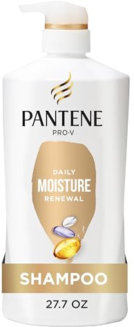 Pantene Shampoo, Daily Moisture Renewal - Pro-V Nutrients for Dry, Color-Treated, Straight to Curly Hair, 72-Hour Hydration & Softness, Paraben Free, Cleanses, Strengthens Bonds, 27.7 Fl Oz
