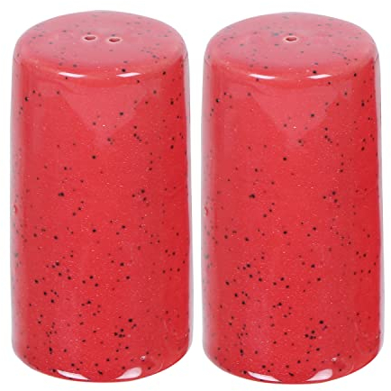 Salt and Pepper Shakers Set Farmhouse Kitchen Decor Ceramic Salt Shaker - Wedding Registry Ideas Gifts Salt and Pepper Set Holder Table Décor,Modern Table Ceramic Shakers (Set of 2) - Red Matt