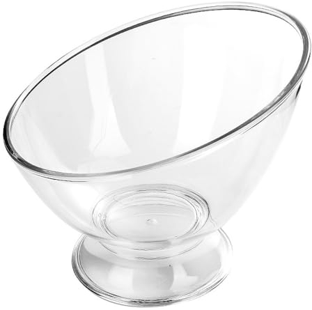 DOITOOL Tazones en ángulo de plástico transparentes para servir cuencos de ensalada japonesa, cuencos de frutas inclinados, recipiente de helado transparente, plato multifunción para cocina casera