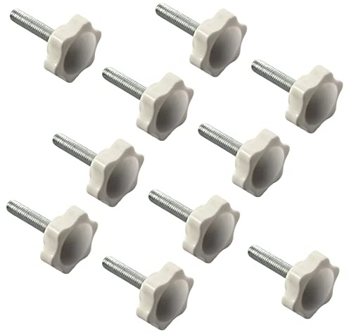 Faspiroty 10 Stück M8 x 30 mm Sternknauf Handspannschraube Außengewinde Rändelschraube 38 mm weißer Kunststoffkopf Griff