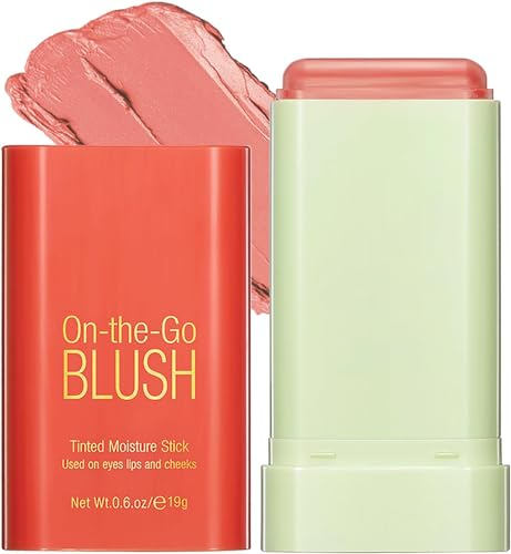LLippenstift Blusher Stick, 3-in-1 Creme Blush für Lippen Wange Auge, Wasserdichter leichter Blush Stick, Creme Bronzer Creme Blusher Feuchtigkeitsspenden und aufbauende Blush für Make-up