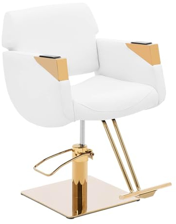 Physa Physa Penryn White & Gold frisörstol med fotstöd 470–630 mm 200 kg vit/guld barberstol frisörstol höjdjusterbar användningsstol frisör