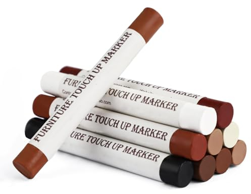 DEWEL Laminat Reparaturset Möbel Reparatur Wachs,10 Farben Weichwachskittstangen, Holz Reparaturset, Hartwachs Reparaturset, Auffüllen und Reparieren von Kratzern und Löchern