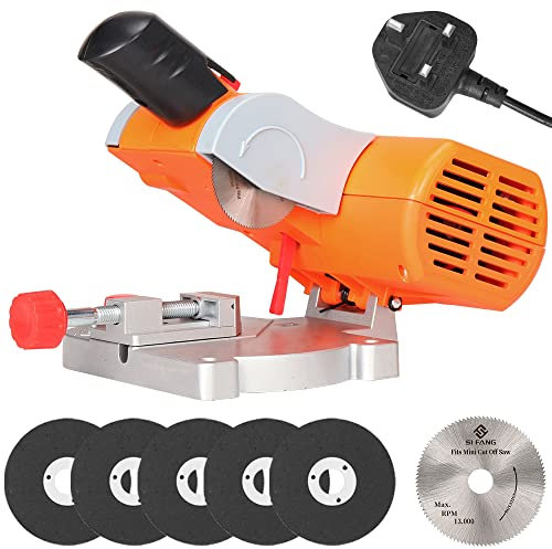 SI FANG Benchtop Mini Miter Cut-Off Saw Kit, Adjustable Max 45° Mini Cutter Tool Table Chop Bench Saw, for Cutting Metal Brass, Steel, Wood, Plastic, Carbon Arrow, Miniature Model Making