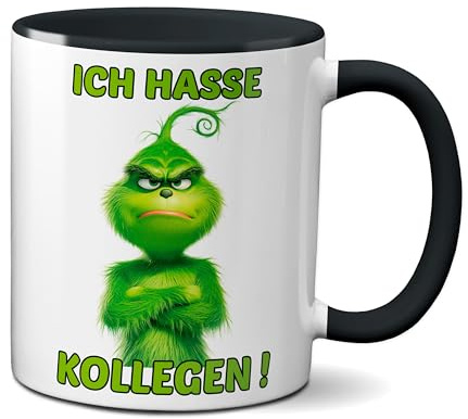 TassenKing Hasse Kollegen Tasse Grinch - Kaffeetasse mit Spruch, Weihnachtstasse lustig - Weihnachts-Deko Anti-Weihnachten (Schwarz)