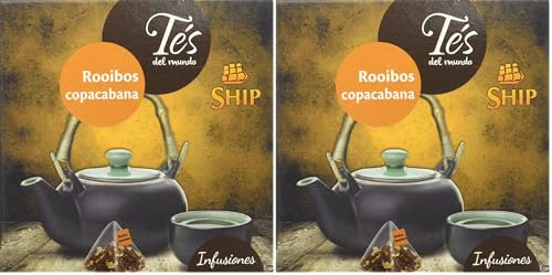 Ship - Té Rooibos Copacabana - Caja de 15 Pirámides - Contiene Propiedades Digestivas - Antihistamínico natural - Sabor a Piña - Infusión Digestiva - Aporta Bienestar y Tranquilidad (Paquete de 2)