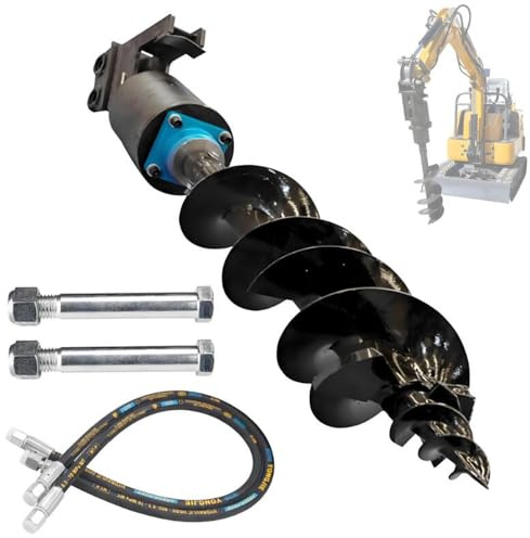 Hydraulischer Minibagger-Erdbohrer für 1 bis 2 Tonnen Bagger, Erdbohrerdurchmesser 200 mm und Baggeraufsatz, zum Graben von Löchern und Bohren von Pfählen