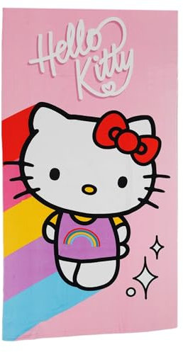 Aymax Asciugamano da spiaggia per bambini, 70 x 140 cm, in microfibra (Hello Kitty)