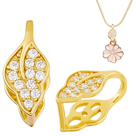 Hobbspring 2 Stück 18 Karat Vergoldete Klemmbügelverschlüsse 925 Blattverbinder Aus Sterlingsilber Anhänger Charm Eispickel Klemmbügelverschlüsse Für Halsketten Armbänder DIY Schmuckherstellung