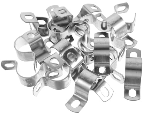 PENIKOKO 20pcs Stainless Steel Pipe Clamps U Bracket Holder with Rib Structure Fastened Support for Wood and Similar Surfaces for Power Supply and Petrochemical Use