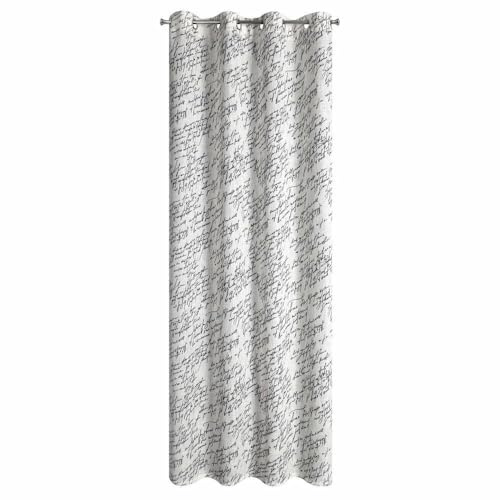 Eurofirany Tenda decorativa pronta da appendere, 140 x 250 cm, colore nero, con scritta in lino con occhielli, Edith