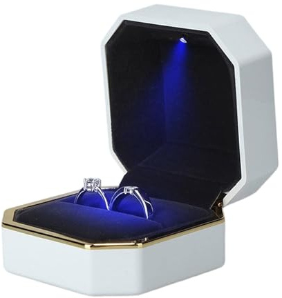 LTYKNGH ringlåda 1 st smycke ring box lyx sammet gummi halsband hänge gåvor display med ljus för förslag förlovning bröllop fall (vit)