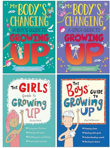 My Body's Changing & Guide to Growing Up Series 4 Books Collection Set By Anita Ganeri, Anita Naik, Phil Wilkinson (A Boy's Guide to Growing Up, A Girl's Guide to Growing Up, The Girls, The Boys)