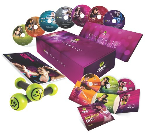 Zumba Fitness „Exhilarate, Set aus 7 DVDs, Englisch/Französisch, mit Toning Sticks, Greatest Hits CD