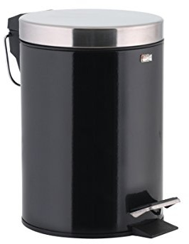 'Axentia cosmetici della Pattumiera a pedale Messina con coperchio in acciaio inox, lucido, Contenitore per rifiuti per cucina e bagno, Bidone delle immondizie con inserti in plastica e maniglia, geruchsdicht,, Metallo, nero, 17 x 17 x 24 cm