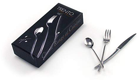 Juego de cubiertos para desayuno o brunch en acero inoxidable (18 piezas) Trento, 6 tenedores, 6 cuchillos, 6 cucharas de postre, estuche regalo