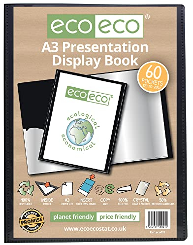 eco-eco A3 50% Recycelt 60 Taschen-Schwarz-Farbe Päsentationsdisplay Buch eco021
