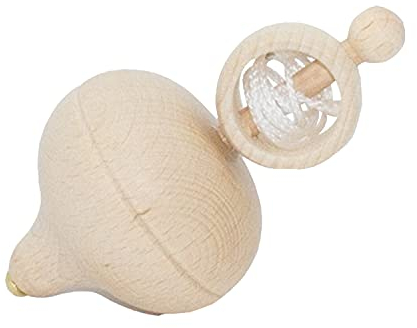 Schnurkreisel aus Holz, Klassischer Kreisel mit Schnurantrieb (Natur) 6420