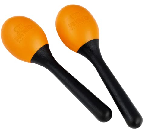 Nino Percussion Small Egg Maracas - 1 Paar kleine Shaker für Kinder ab 3 Jahren - Musikinstrument - Kunststoff, Schwarz und Orange (NINO569OR)
