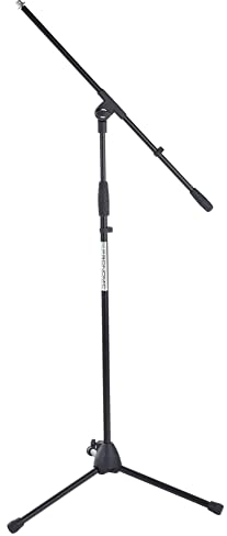 Pronomic MS-116 Mikrofonständer mit Galgen (stabiler Dreibein Galgenständer, höhenverstellbar, inkl. Reduziergewinde und Kabelklemmen, schwarz)