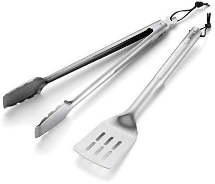 Weber Basic Grillbesteckset, bestehend aus Edelstahl Grillzange und Grillwender. aus Edelstahl, spühlmaschinenfest - Silber (8302)