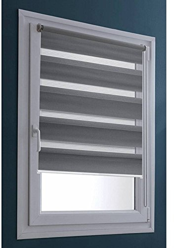 MADECOSTORE Rollo Tag Nacht 1. Preis ohne Bohren – Grau – L 40 x H 100 cm