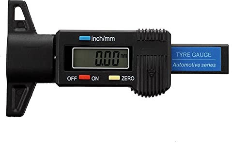 Joody Jauge de profondeur numerique Caliper jauge de profondeur de bande de roulement LCD Jauge de la bande de roulement du pneu,motos ou camions 0-25,4 mm