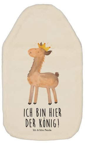 Mr. & Mrs. Panda Wärmflasche Lama König - Geschenk, Abitur, Wärmekissen, Königin, Abi, Kleine Wärmflasche, Papa, Bettflasche, Alpaka, Körnerkissen,