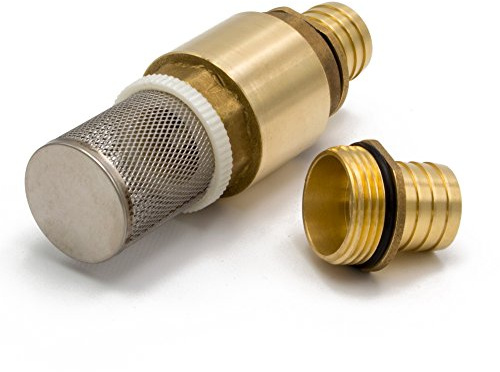 AWM Saugschlauch Adapter Set Messing, Saugfilter Anschlussstück 19 mm, 1 Zoll Rückschlagventil inkl. Gummidichtungen