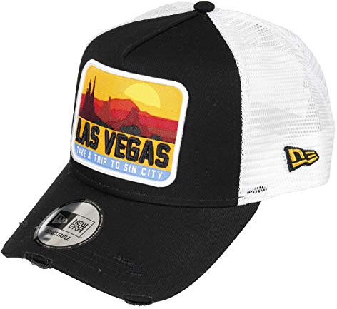 NEW ERA - Cap - Adjustable A-Frame Trucker Cap - Distressed Patch - Olive/White