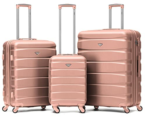 Flight Knight ABS Leichtgewicht Reisekoffer Koffer 3 Groben Kompatibel Mit Air Berlin, Lufthansa, Eurowings, easyJet, Ryanair Und Viele Mehr! Handgepack & Grober Koffer Mit 4 Rollen.