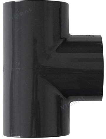 Plimat PVC Klebefitting 50 mm T-Stück Bogen Rohr Winkel Muffe Kappe Verschraubung (PVC T-Stück 90°)